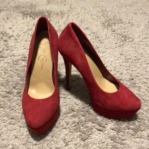 Red Platform Pumps